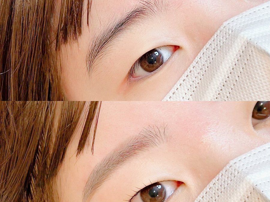 まつげパーマ＋眉毛Waxの施術前と施術後